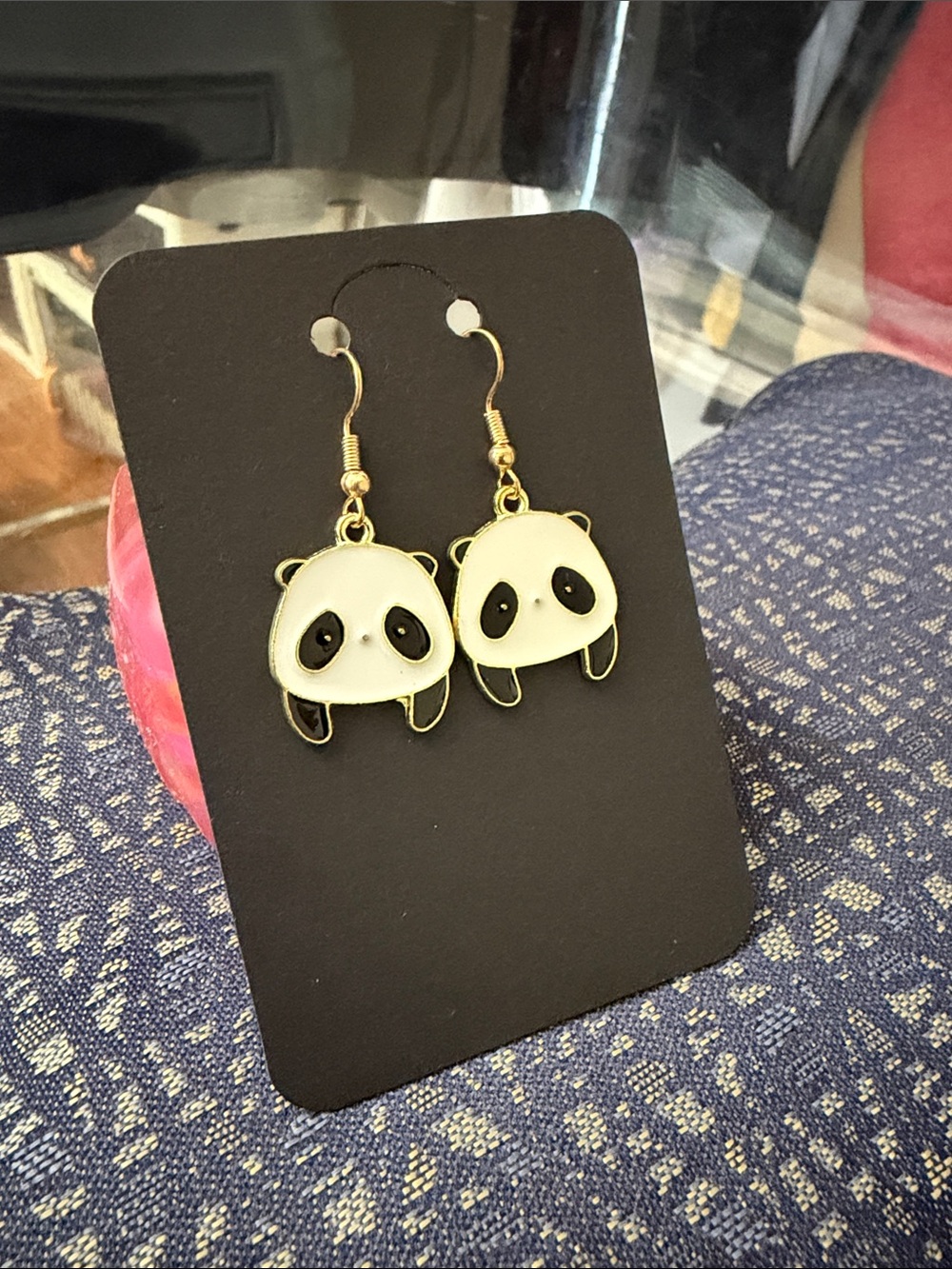 Cute Panda Dangle Earrings for Kids - White and Black